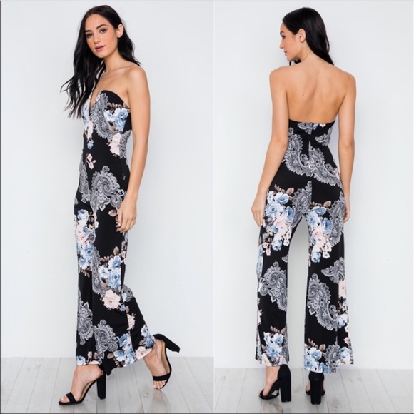 ➖LAST🔴REDUCED Floral Strapless Jumpsuit - Picture 2 of 4